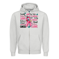 Dove Grey breast cancer ribbons with cancer words Zipper Hoodie - AdoDesignShop