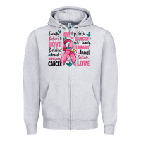 Heather Grey breast cancer ribbons with cancer words Zipper Hoodie - AdoDesignShop