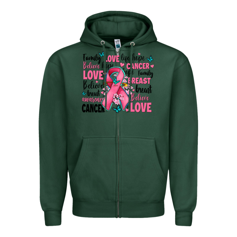 Breast Cancer Ribbons With Cancer Words Zipper Hoodie by AdoDesignShop | Teevron