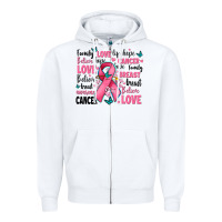 White breast cancer ribbons with cancer words Zipper Hoodie - AdoDesignShop
