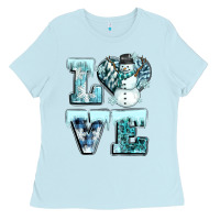 Baby Blue love winter Ladies Tee - CowGirlArtShop