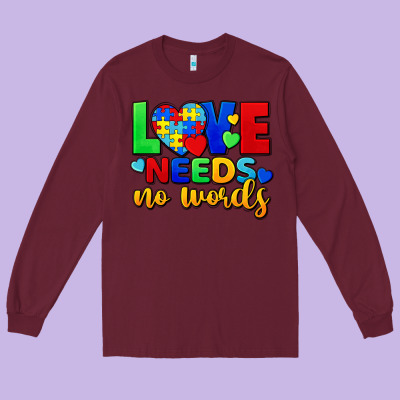 Love Needs No Words Long Sleeve Tee Designed By Fadigitalartstudio