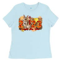 Baby Blue chinese new year 2023 rabbit year Ladies Tee - CowGirlArtShop