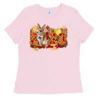 Bubblegum Pink chinese new year 2023 rabbit year Ladies Tee - CowGirlArtShop