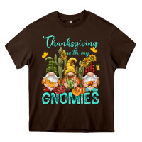 Chocolate Brown Thanksgiving With My Gnomes Heavy Core Tee - NancyCooperArtShop