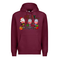 Burgundy Merry Christmas Premium Hoodie - CowhideDigitalArt