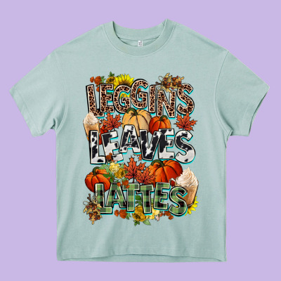 Leaves Lattes Fall Pumpkin Heavy Core Tee Designed By Nancycooperartshop