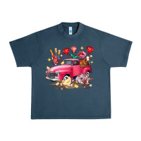 Midnight Navy Valentine's Day Truck Farm Animals Urban Heavy Tee - FaDigitalArtStudio