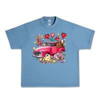 Pebble Blue Valentine's Day Truck Farm Animals Urban Heavy Tee - FaDigitalArtStudio
