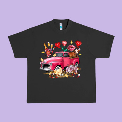 Valentine's Day Truck Farm Animals Urban Heavy Tee Designed By Fadigitalartstudio