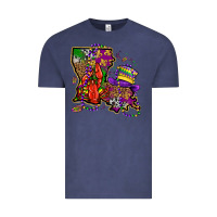 Vintage Denim mardi gras louisiana map Vintage Tee - OliviaCreatesArt