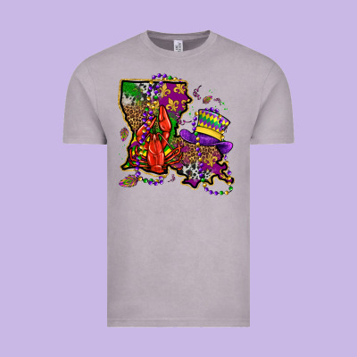 Mardi Gras Louisiana Map Vintage Tee Designed By Oliviacreatesart