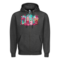 Charcoal Heather breast cancer  coffee cups Zipper Hoodie - AdoDesignShop