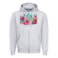 Heather Grey breast cancer  coffee cups Zipper Hoodie - AdoDesignShop