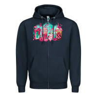 Navy breast cancer  coffee cups Zipper Hoodie - AdoDesignShop