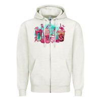 Oatmeal Heather breast cancer  coffee cups Zipper Hoodie - AdoDesignShop