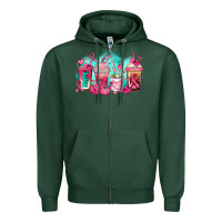 Sports Green breast cancer  coffee cups Zipper Hoodie - AdoDesignShop