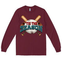Burgundy 'tis the season baseball Long Sleeve Tee - FaDigitalArtStudio