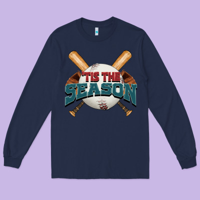 'tis The Season Baseball Long Sleeve Tee Designed By Fadigitalartstudio