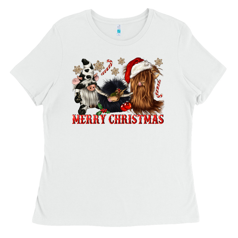 Merry Christmas Heifer Cow Gnomies Ladies Tee by CowGirlArtShop | Teevron
