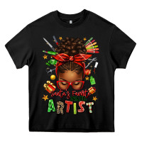 Black santa's favorite nail artist afro messy bun Heavy Core Tee - texasbilliewilder