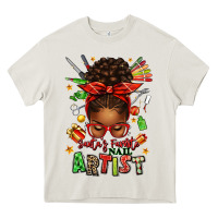 Cream santa's favorite nail artist afro messy bun Heavy Core Tee - texasbilliewilder