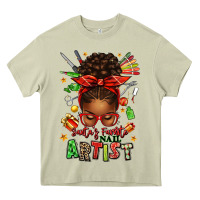 Mossy santa's favorite nail artist afro messy bun Heavy Core Tee - texasbilliewilder
