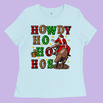 Howdy Ho Ho Hos Christmas Ladies Tee Designed By Cowgirlartshop
