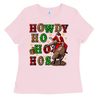 Bubblegum Pink howdy ho ho hos christmas Ladies Tee - CowGirlArtShop