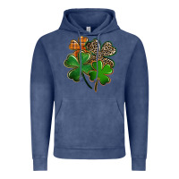Vintage Denim Leopard shamrock St. Patricks Day Vintage Hoodie - FaDigitalArtStudio