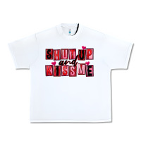 White Shut up and kiss me Urban Heavy Tee - FaDigitalArtStudio