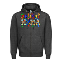 Charcoal Heather autism mama Zipper Hoodie - AdoDesignShop