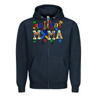 Navy autism mama Zipper Hoodie - AdoDesignShop