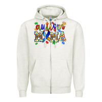 Oatmeal Heather autism mama Zipper Hoodie - AdoDesignShop