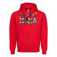 Red autism mama Zipper Hoodie - AdoDesignShop