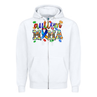 White autism mama Zipper Hoodie - AdoDesignShop