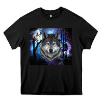 Black wolf and full moon Heavy Core Tee - RanaPortraitStore