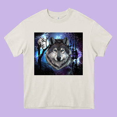 Wolf And Full Moon Heavy Core Tee Designed By Ranaportraitstore