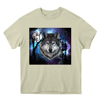 Mossy wolf and full moon Heavy Core Tee - RanaPortraitStore