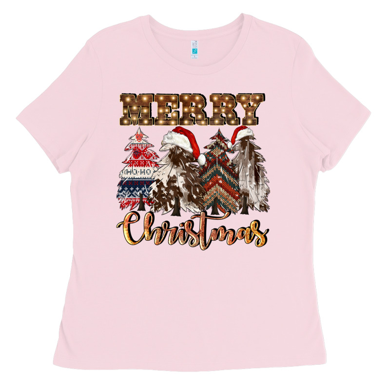 Merry Christmas Trees Ladies Tee by CowGirlArtShop | Teevron