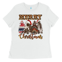 White merry christmas trees Ladies Tee - CowGirlArtShop