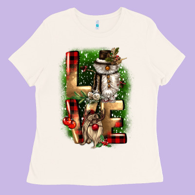 Love Snowman Gnome Ladies Tee Designed By Cowgirlartshop