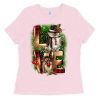 Bubblegum Pink love snowman gnome Ladies Tee - CowGirlArtShop