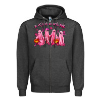 Charcoal Heather in october we wear pink ghosts Zipper Hoodie - AdoDesignShop