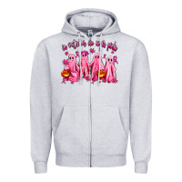 Heather Grey in october we wear pink ghosts Zipper Hoodie - AdoDesignShop