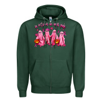 In October We Wear Pink Ghosts Zipper Hoodie | Teevron