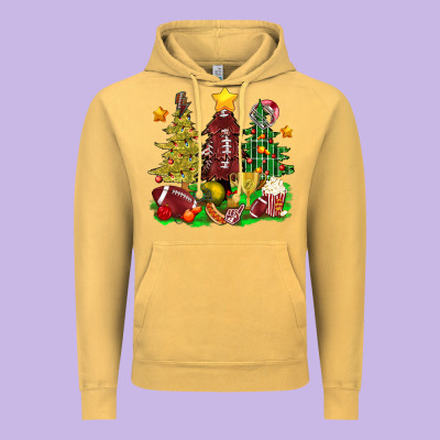 Christmas With American Football Trees Bbs Vintage Hoodie Designed By Bundleandbundleshop