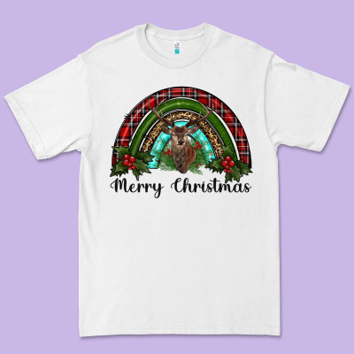 Reindeer Rainbow Christmas Premium Tee Designed By Ranaportraitstore
