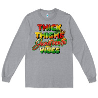 Heather Grey thick thighs juneteenth vibes Long Sleeve Tee - FaDigitalArtStudio