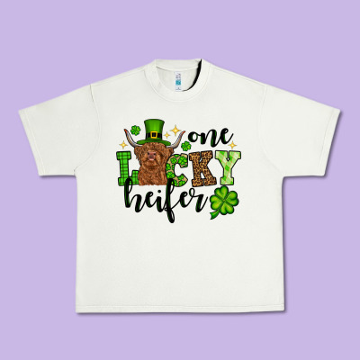 St. Patrick's Day One Lucky Heifer Urban Heavy Tee Designed By Oliviacreatesart